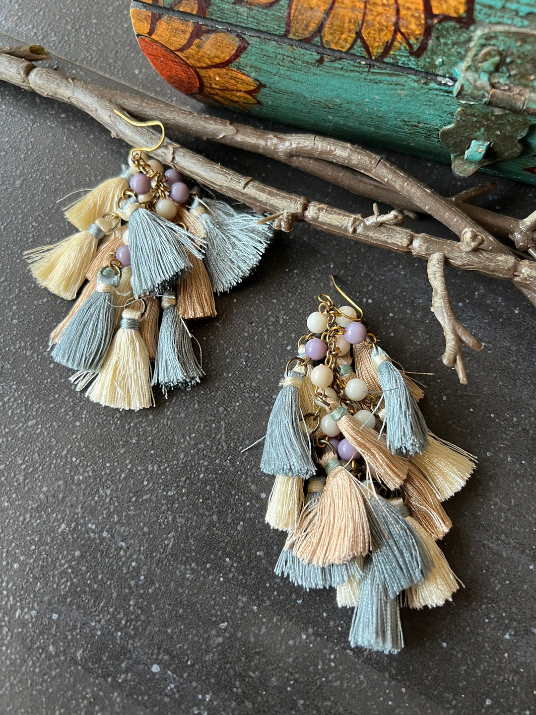 Beads and Silk Thread Earrings