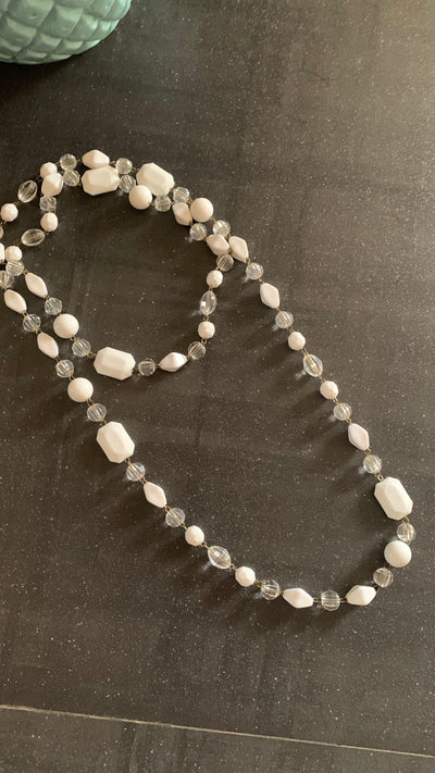 White Beads and Crystal Necklace - SHIVKA