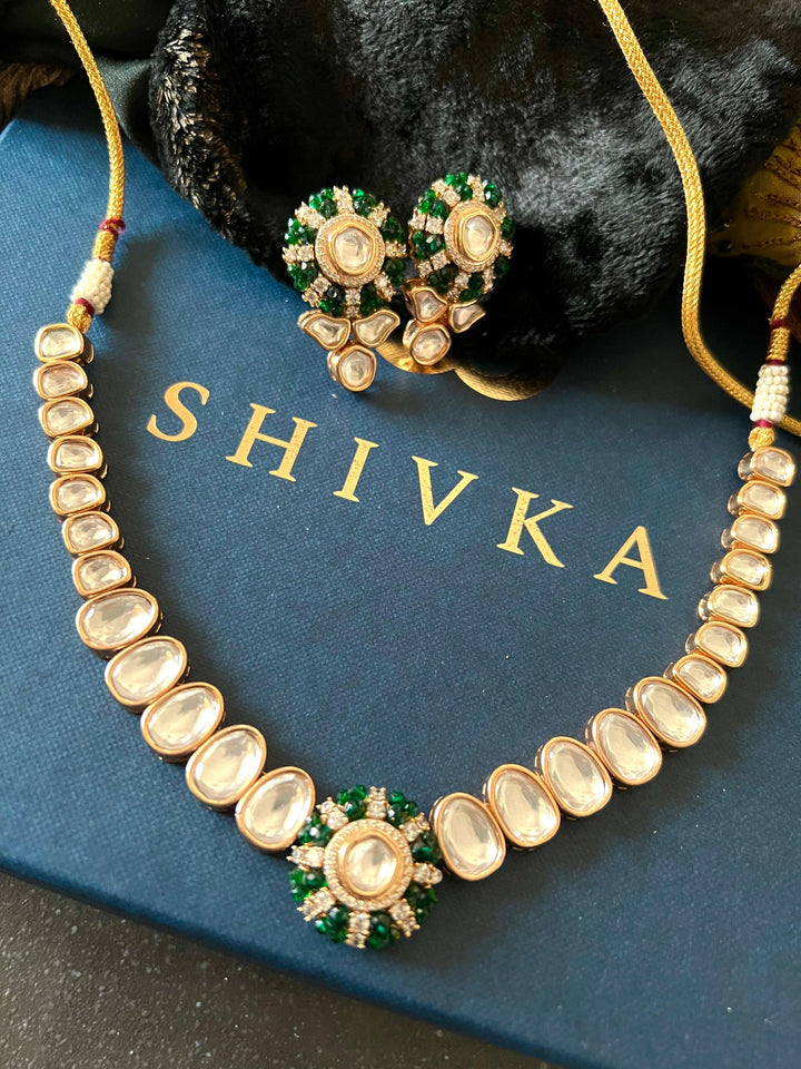 Timeless Kundan Necklace with Statement Earrings - SHIVKA