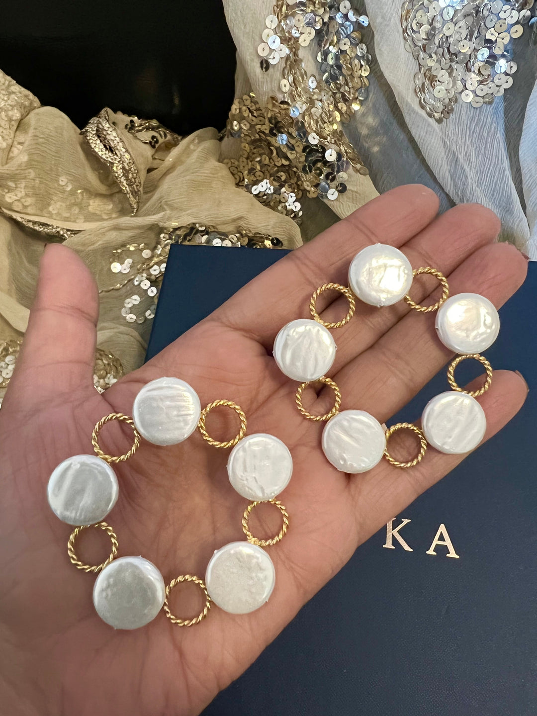 Designer Coin Pearl  Studs