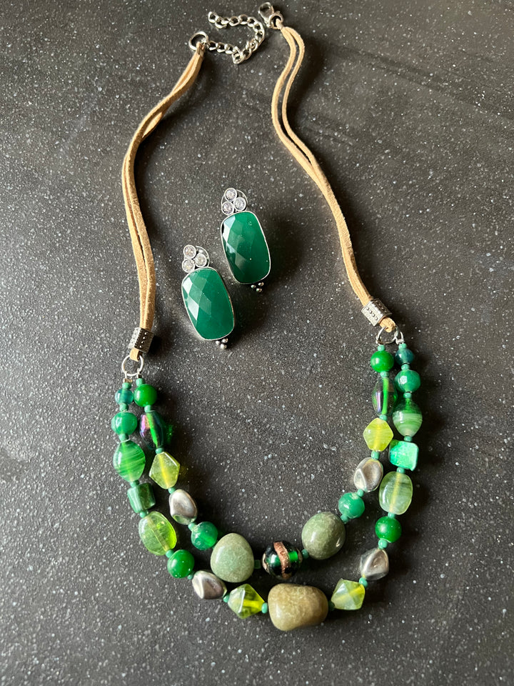Beaded Necklace with studs
