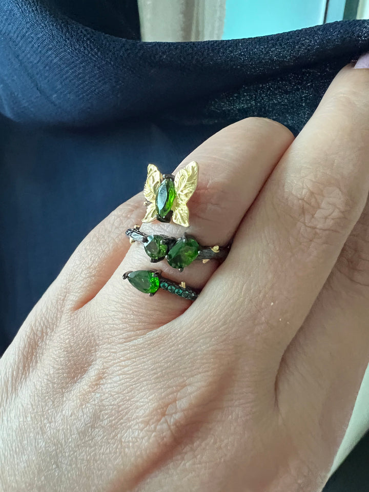 Designer Pure Silver Chrome Diopside Ring