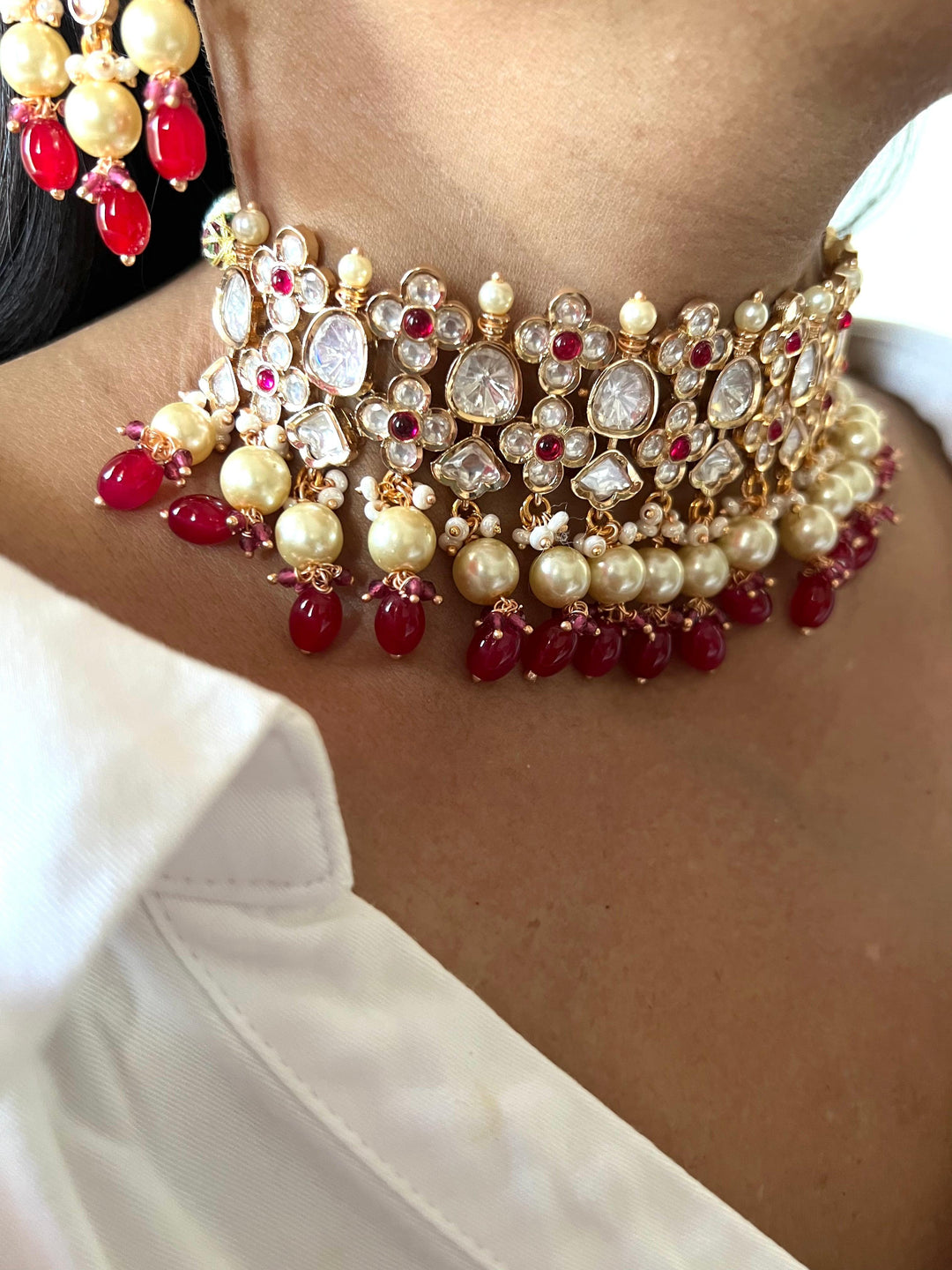 Scintillating Bridal Kundan Choker with Earrings and Maangtikka - SHIVKA