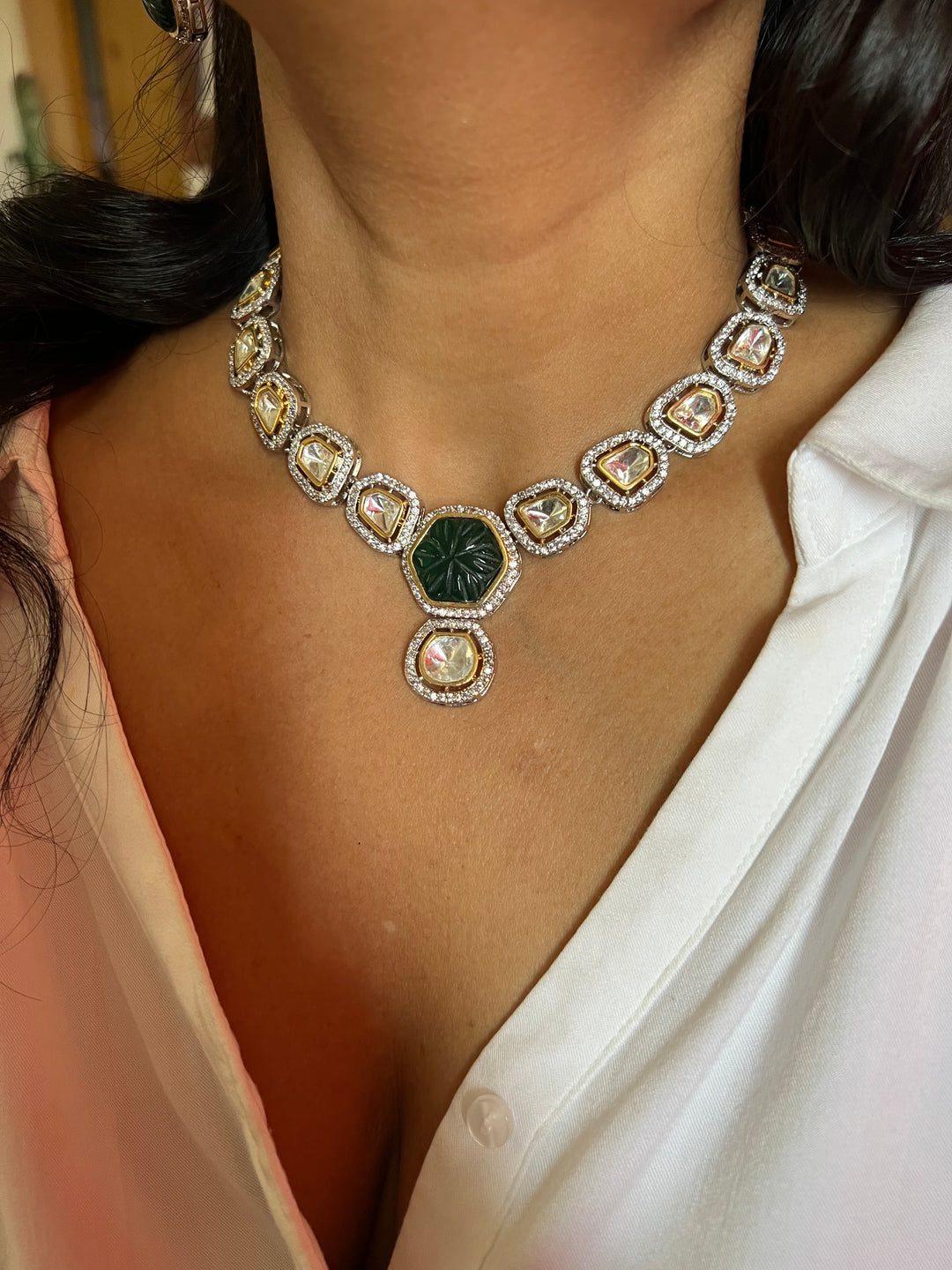 Victorian Kundan Necklace with Earrings