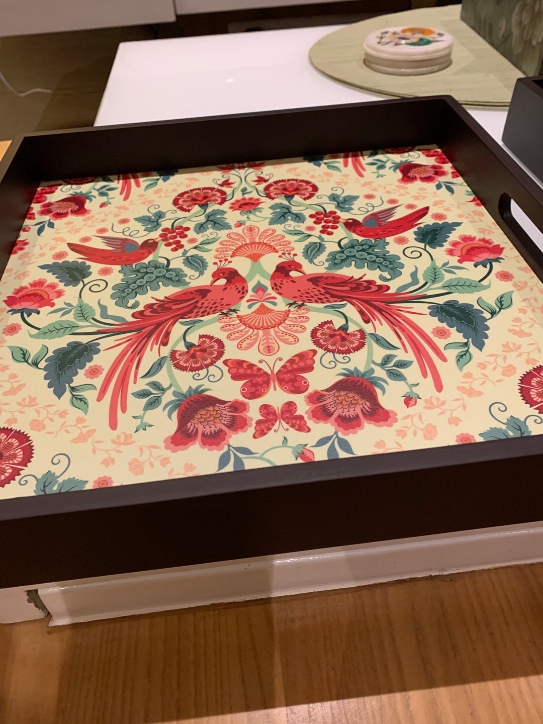 Designer Peacock Wooden Tray