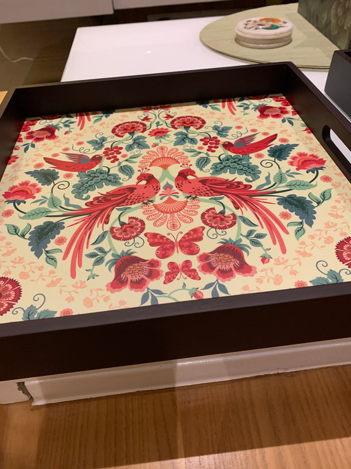 Designer Peacock Wooden Tray
