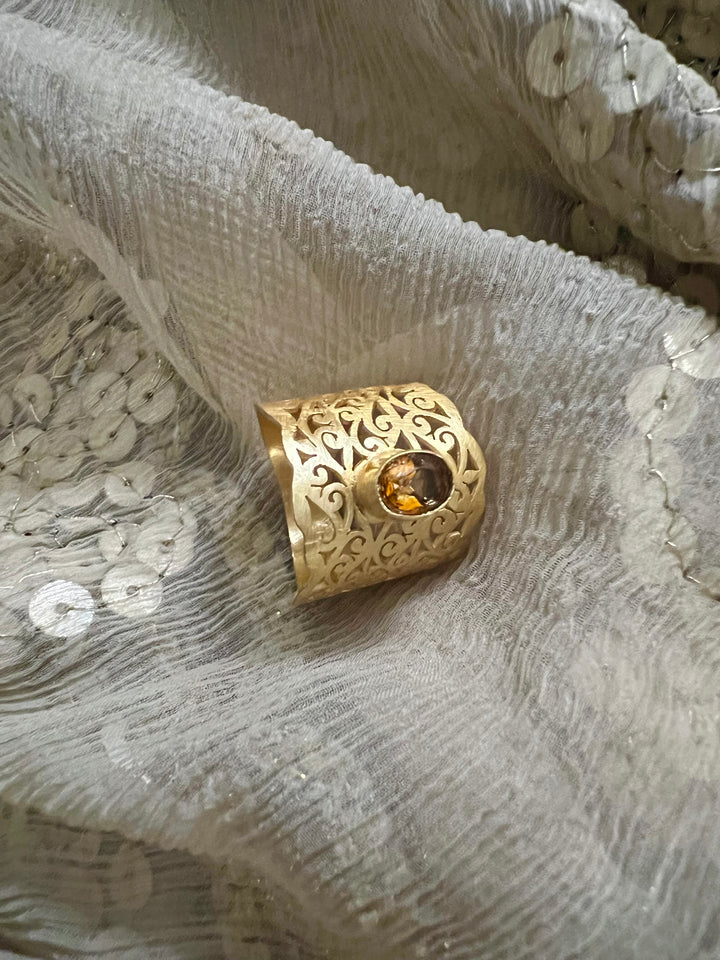 Beautiful Cut-work Quartz Ring