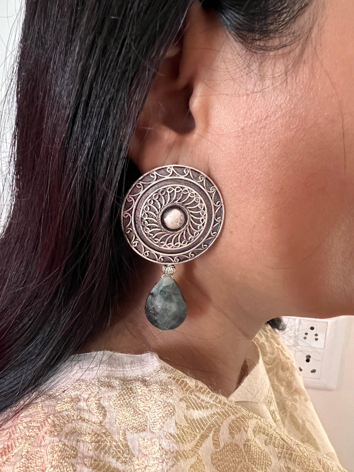 Real Emerald Drop Antique Earrings - SHIVKA