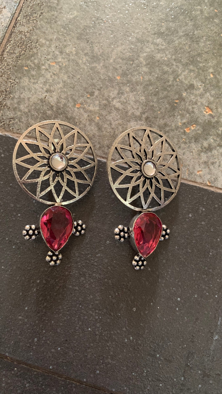 Designer Pink Crystal Stud Earrings