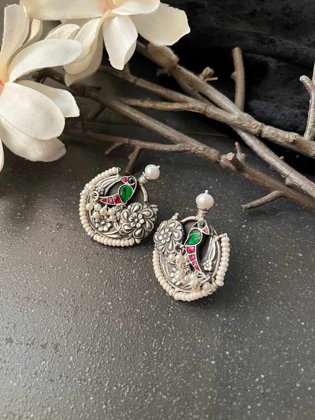 Designer Pure 925 Silver Pearl Studs