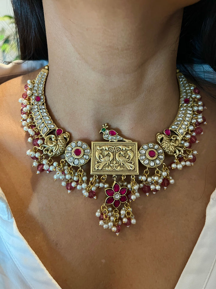 Designer Wedding Necklace with Kundan Earrings