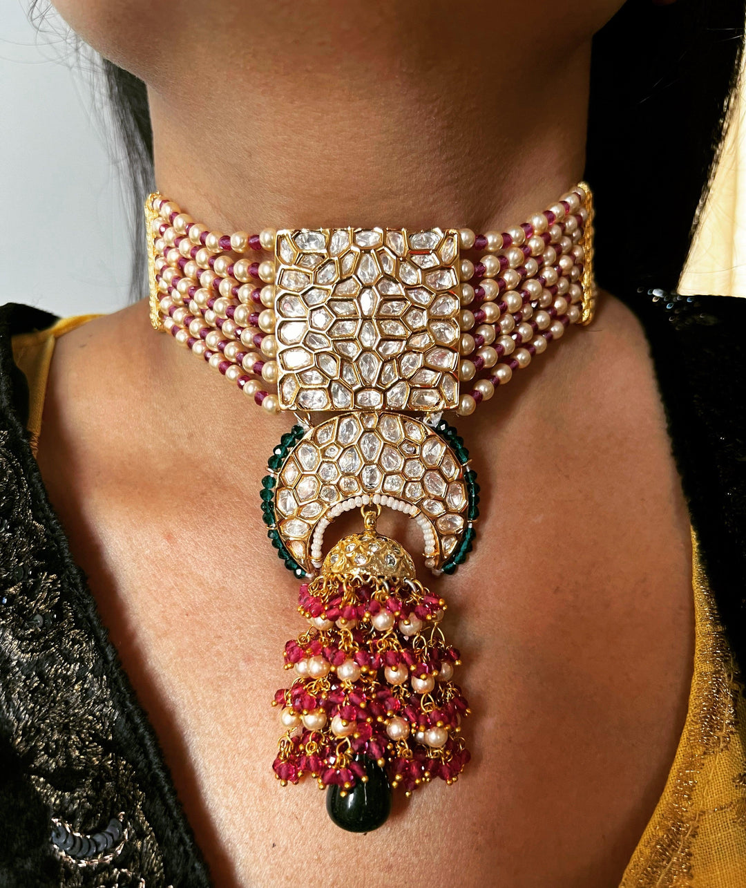 Kundan Choker with Statement Earrings - SHIVKA