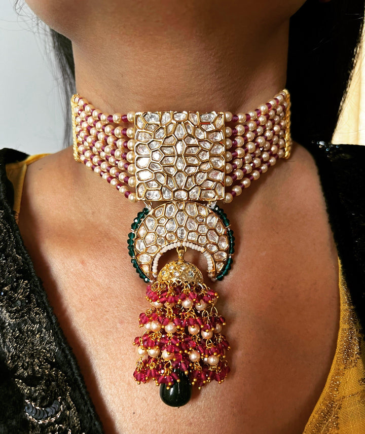 Kundan Choker with Statement Earrings - SHIVKA