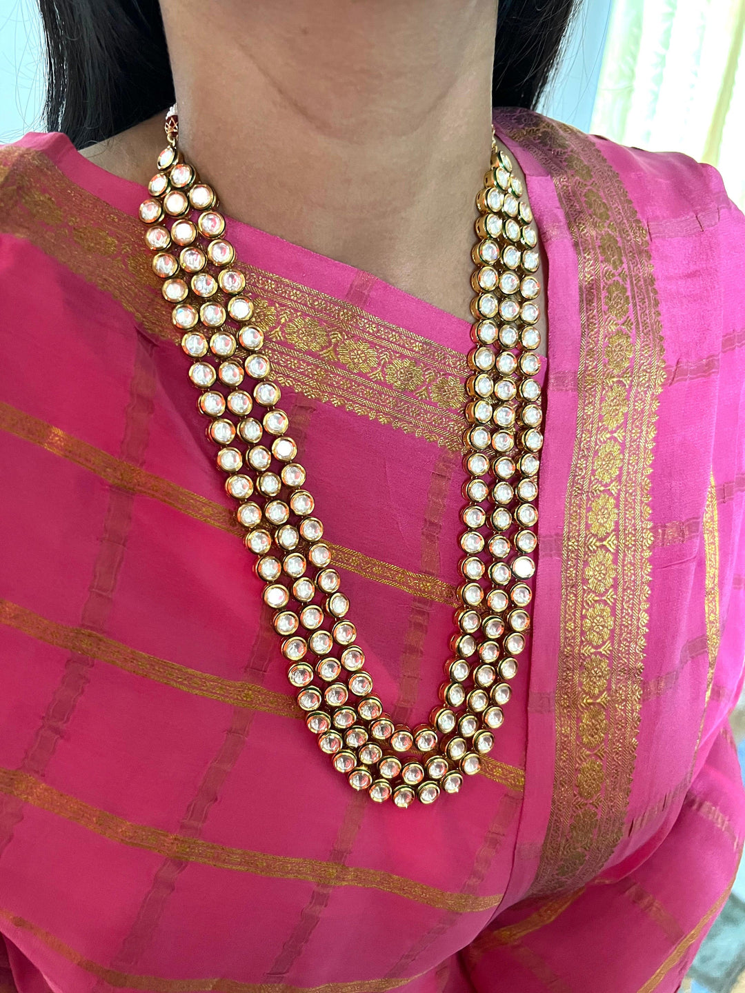 Jadau Kundan Necklace with Earrings and Maangtikka - SHIVKA