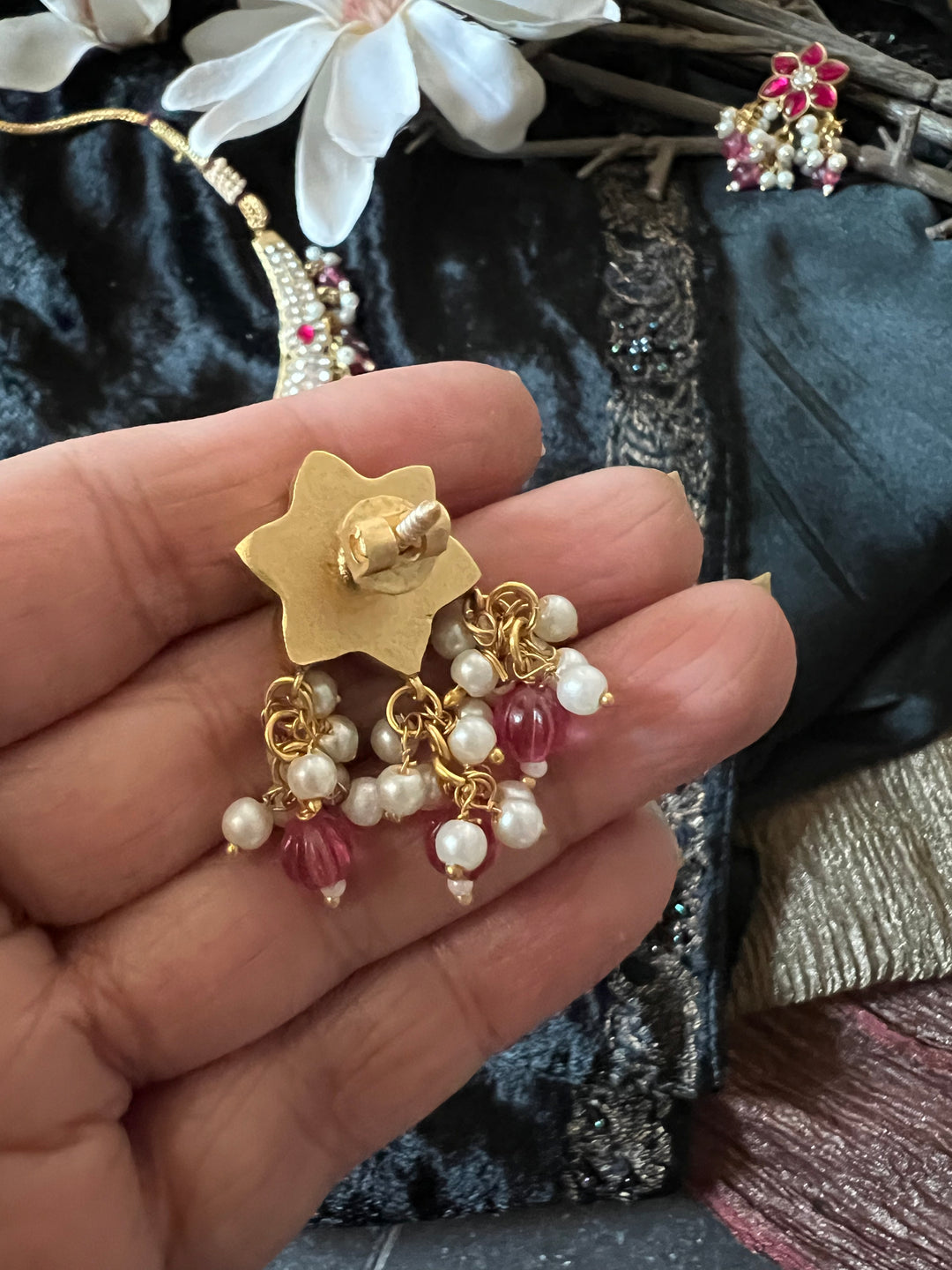 Designer Wedding Necklace with Kundan Earrings