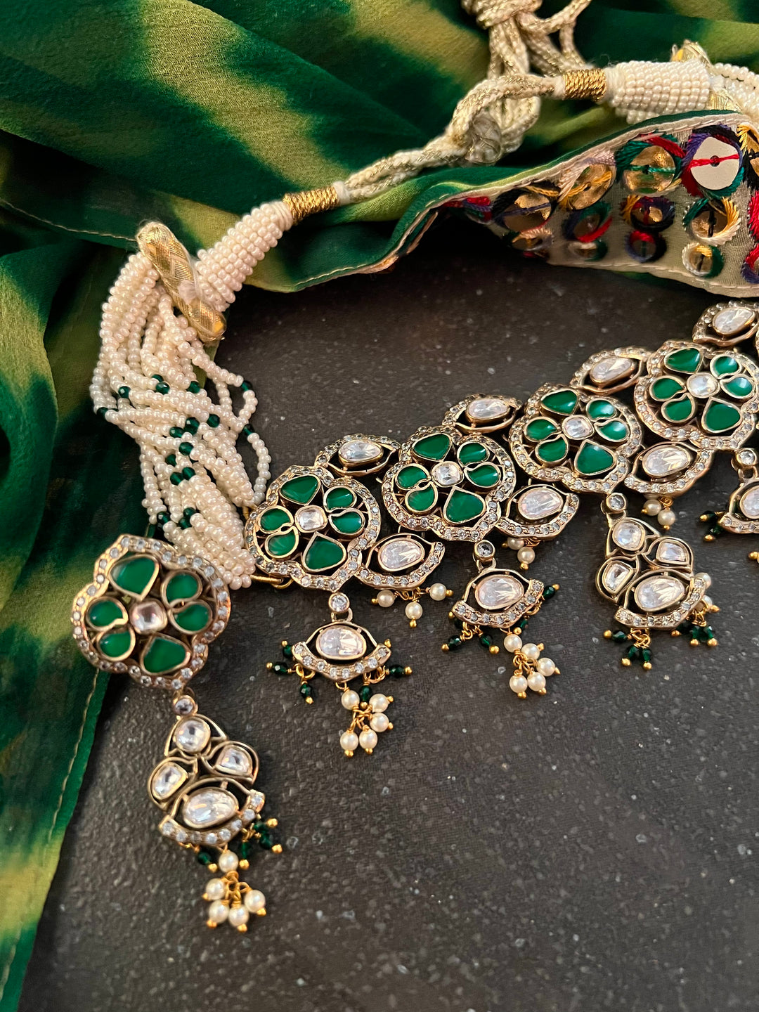 Pearls Choker with Statement Earrings