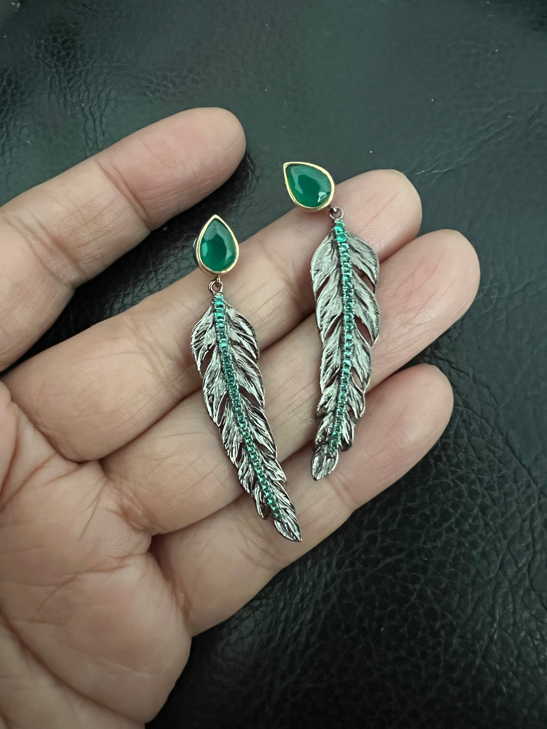 Minimalist 925 Silver Agate Leaf Earrings