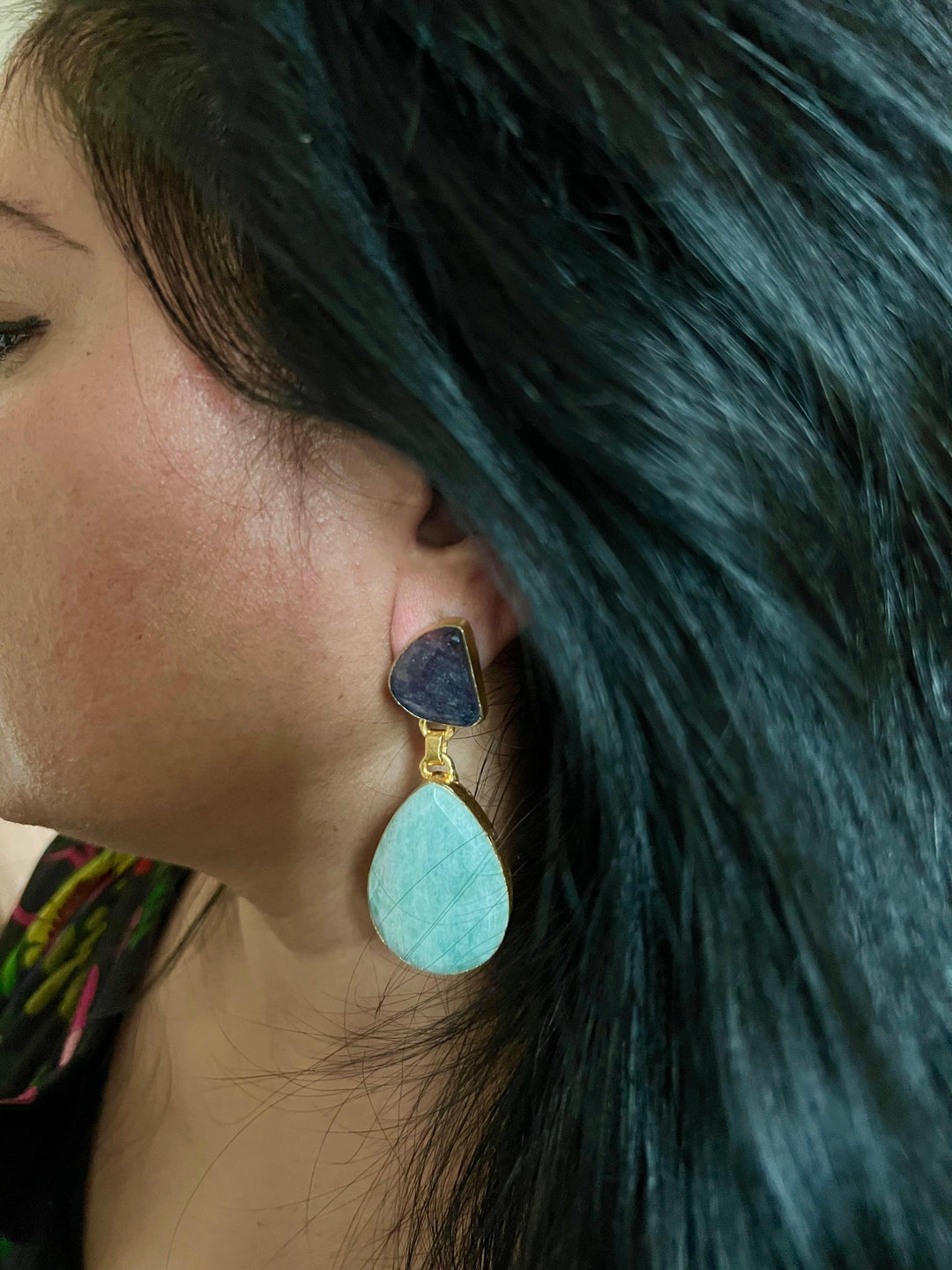 Premium Sapphire and Amazonite Earrings - SHIVKA