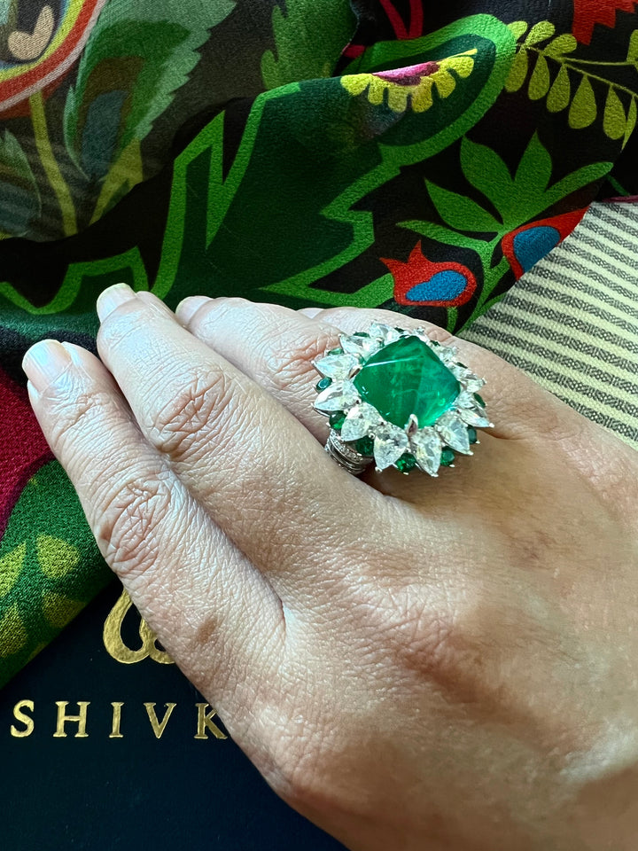 Designer Pure Silver Cubic Zirconia Ring