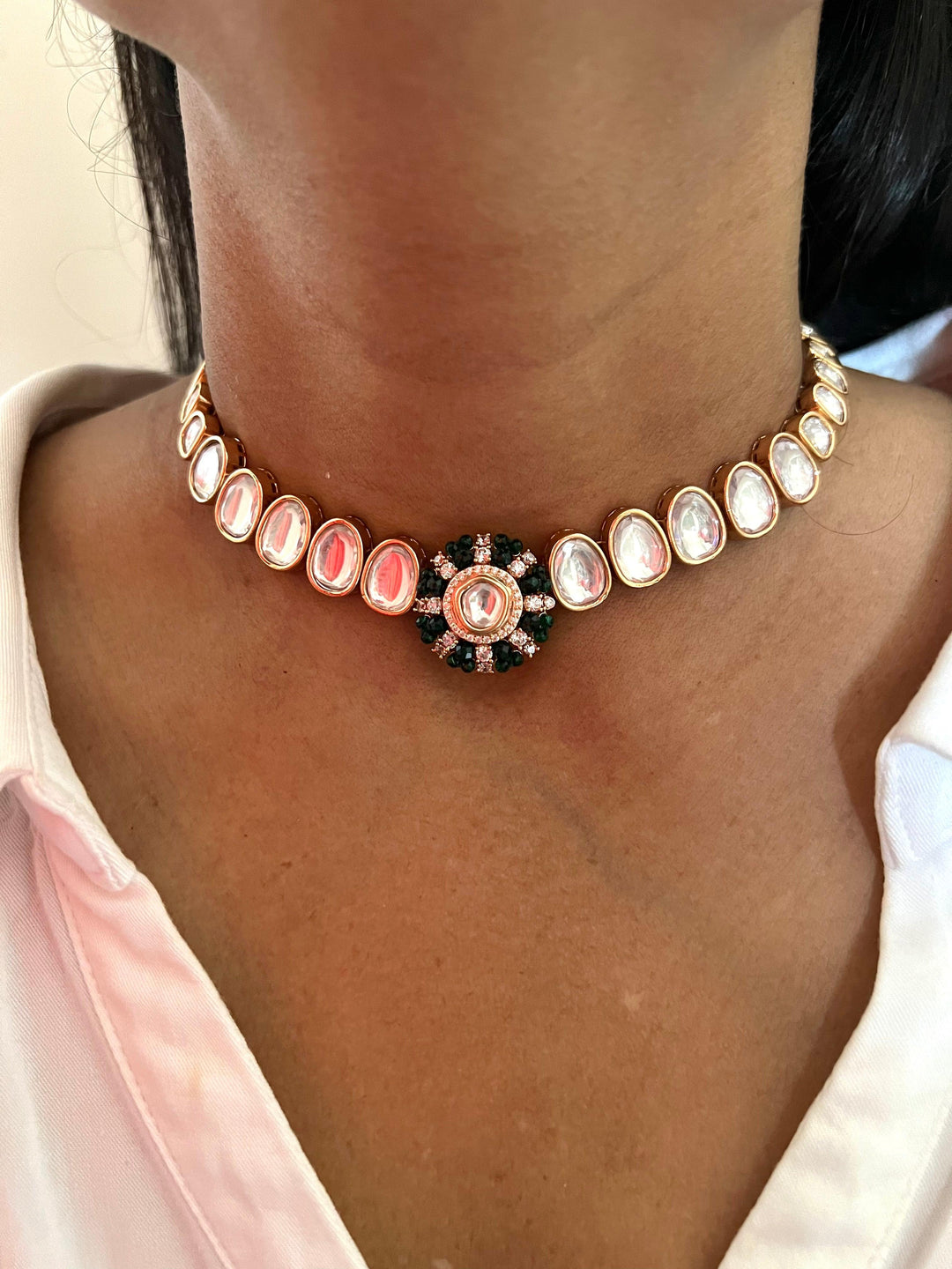 Timeless Kundan Necklace with Statement Earrings - SHIVKA