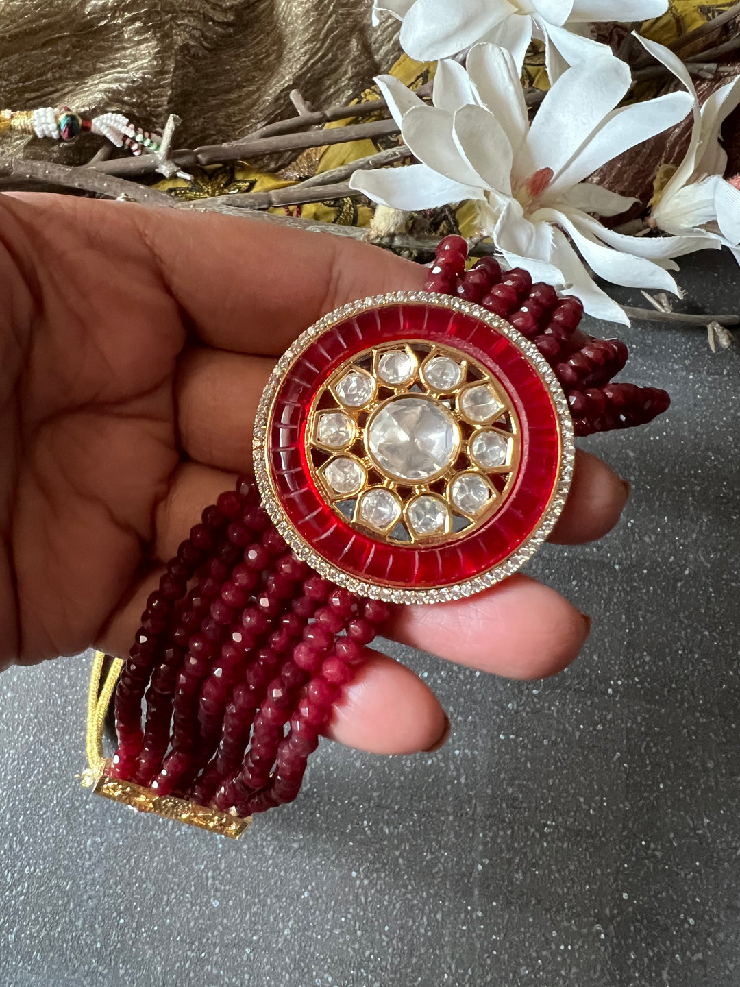 Victorian Kundan Choker Necklace with Earrings