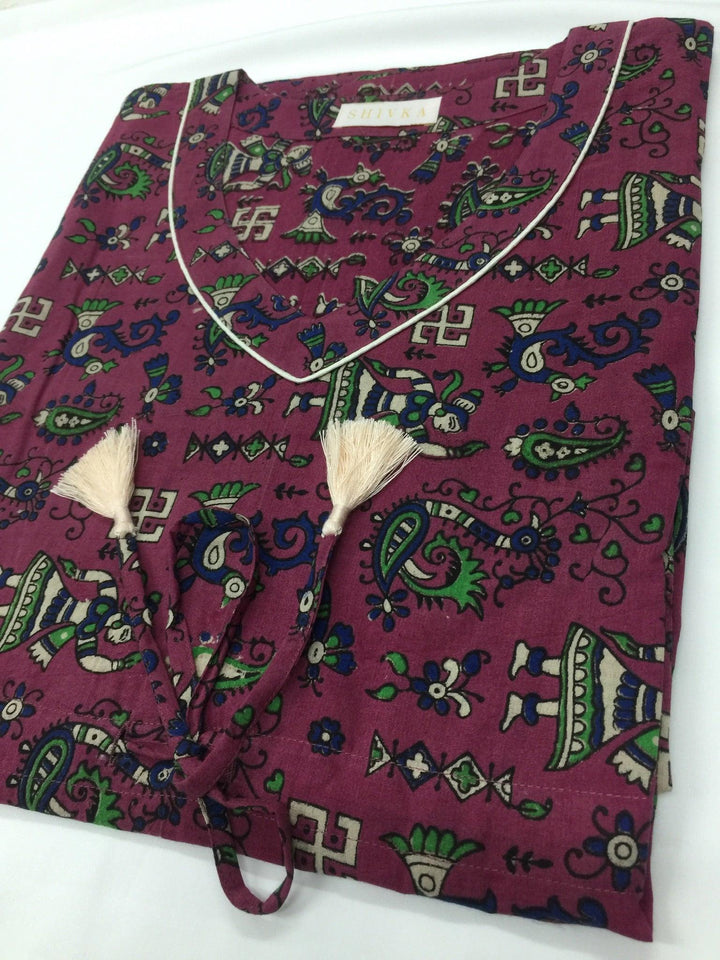 Indian Print Cotton Kaftan - SHIVKA