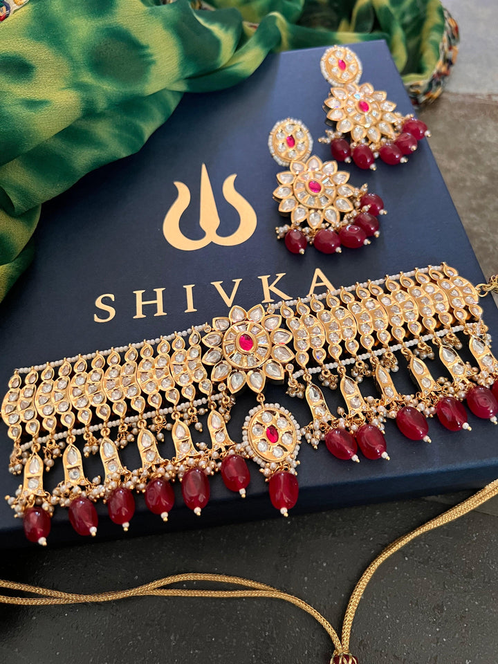 Jadau Kundan Choker with Statement Earrings - SHIVKA
