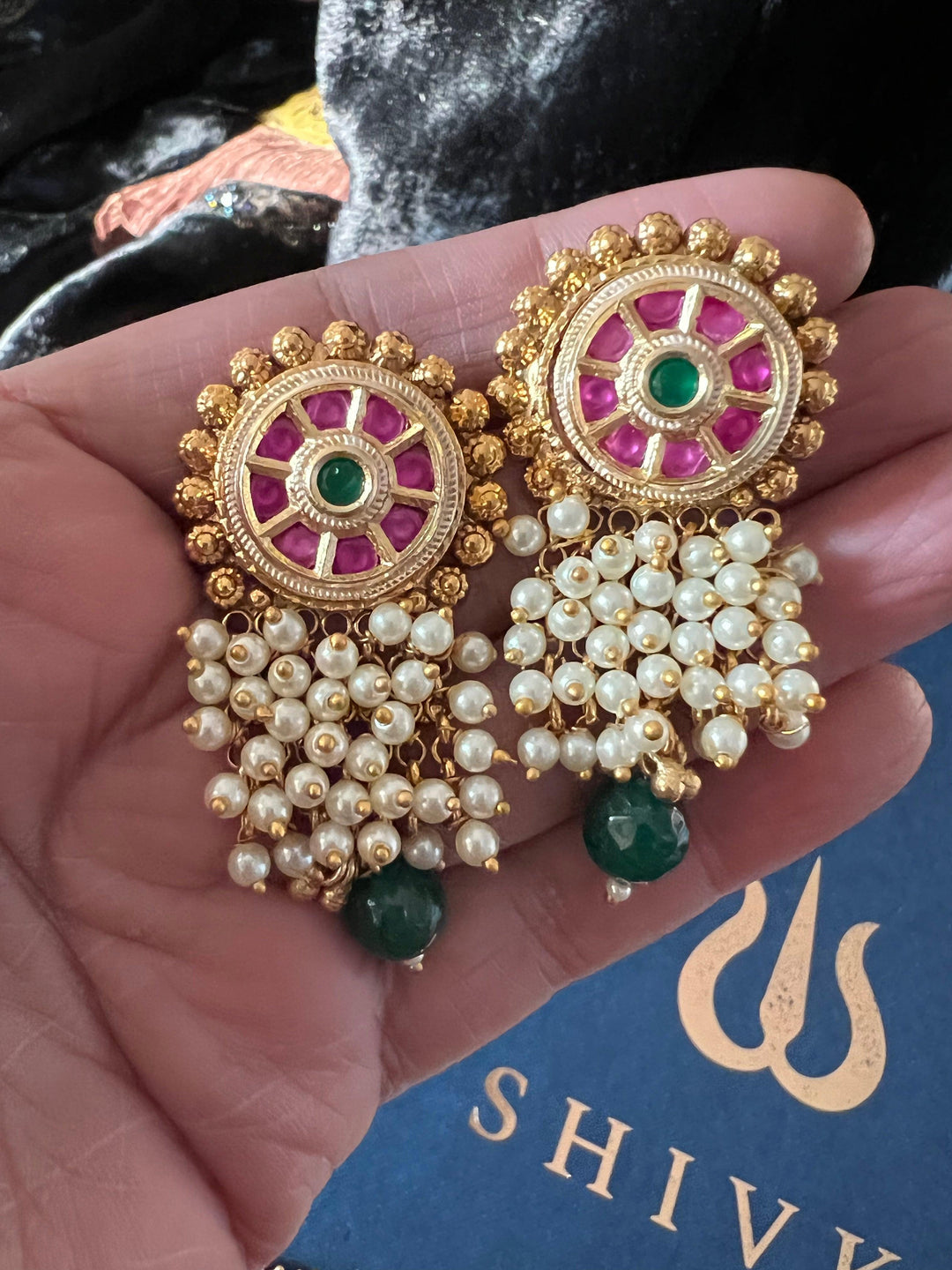 Statement Kundan and Pearl Choker with Earrings - SHIVKA