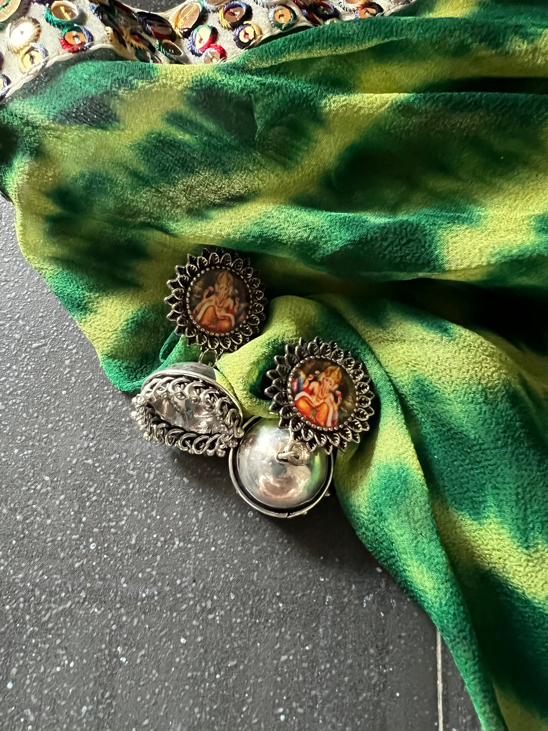 Antique Ganesha Design Jhumka Earrings