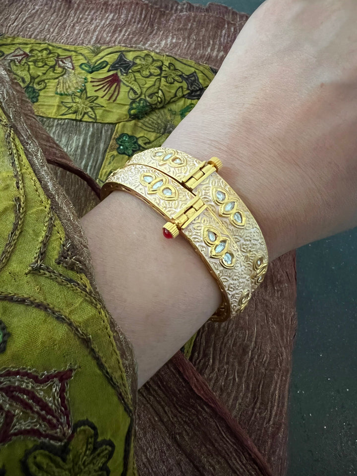 Classic Pink Kundan Meenakari Bangles- Set of 2