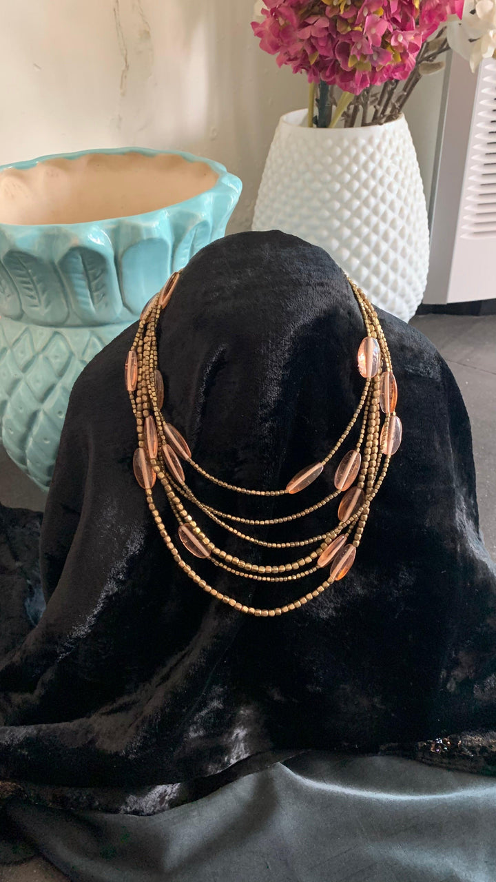 Statement Asymmetric Beaded Necklace - SHIVKA