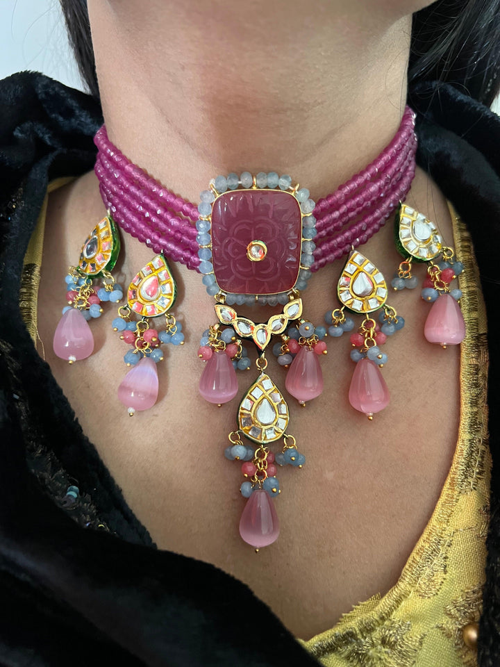 Stunning Kundan Choker with Earrings - SHIVKA