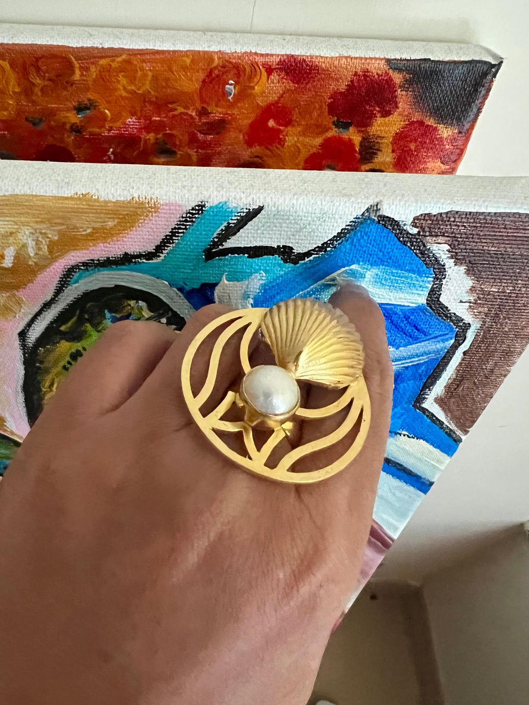 Shell and Pearl  Ring