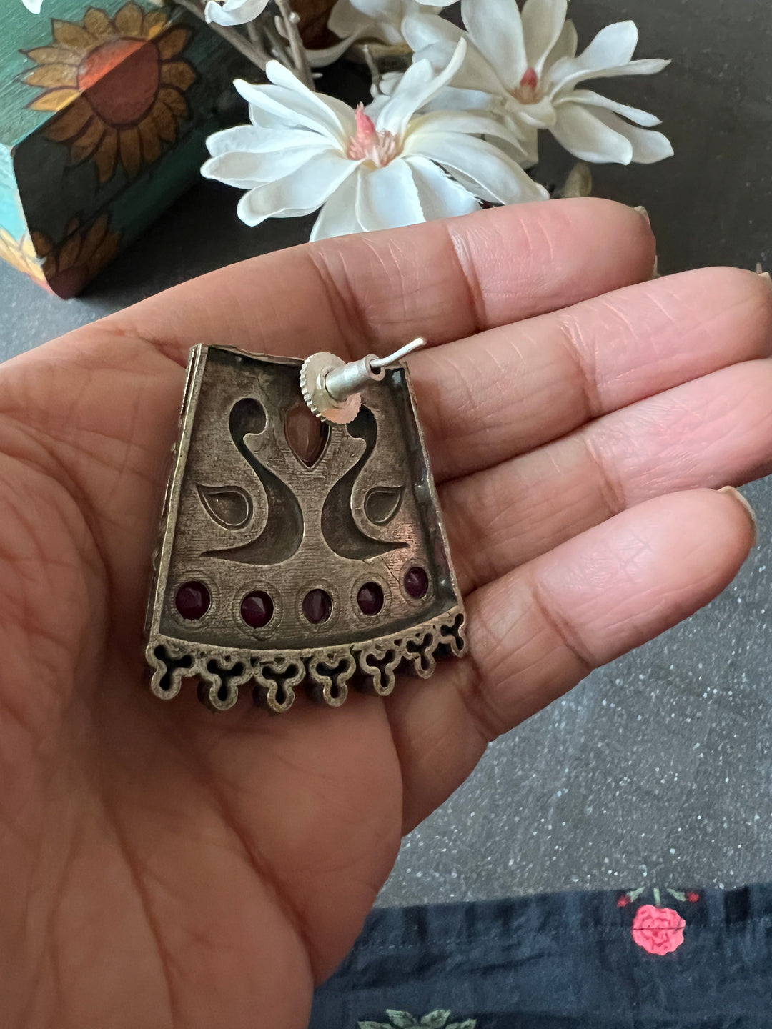 Antique Twin Peacock Earrings