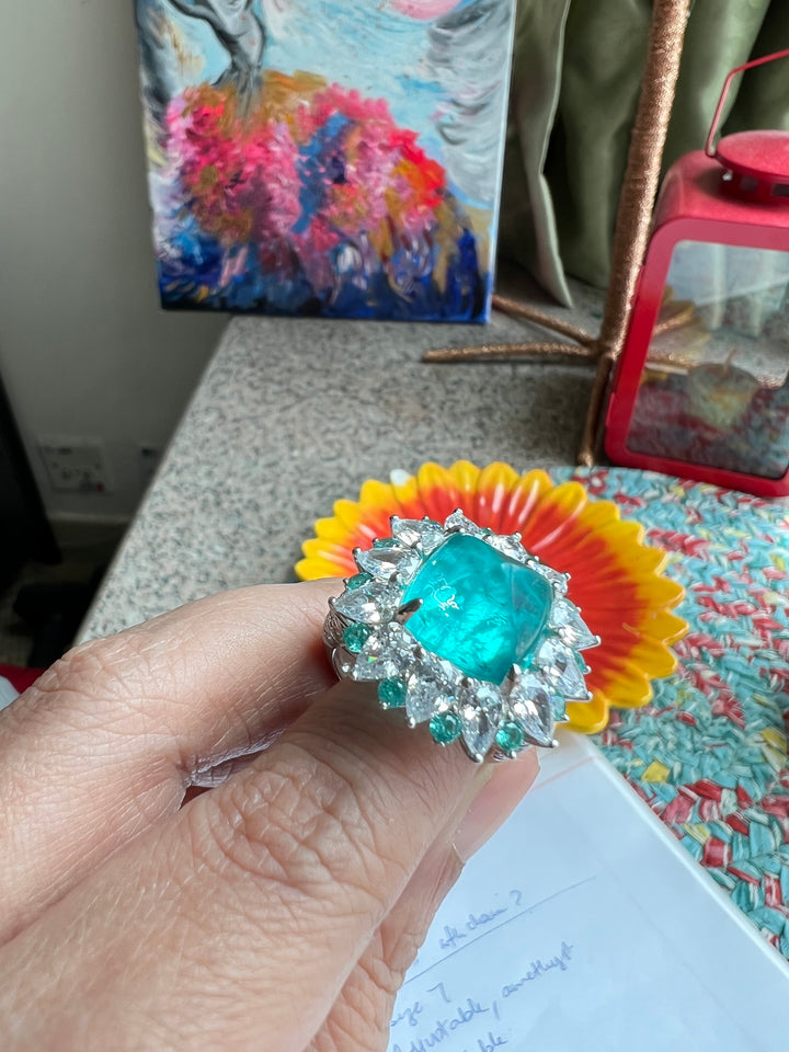 Designer Pure Silver Cubic Zirconia Ring