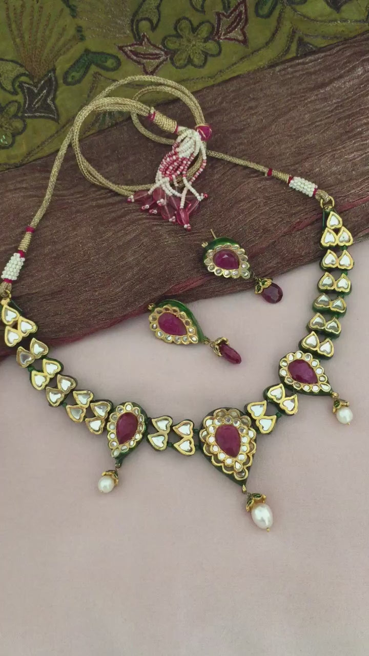Vintage Kundan Necklace with Statement Earrings