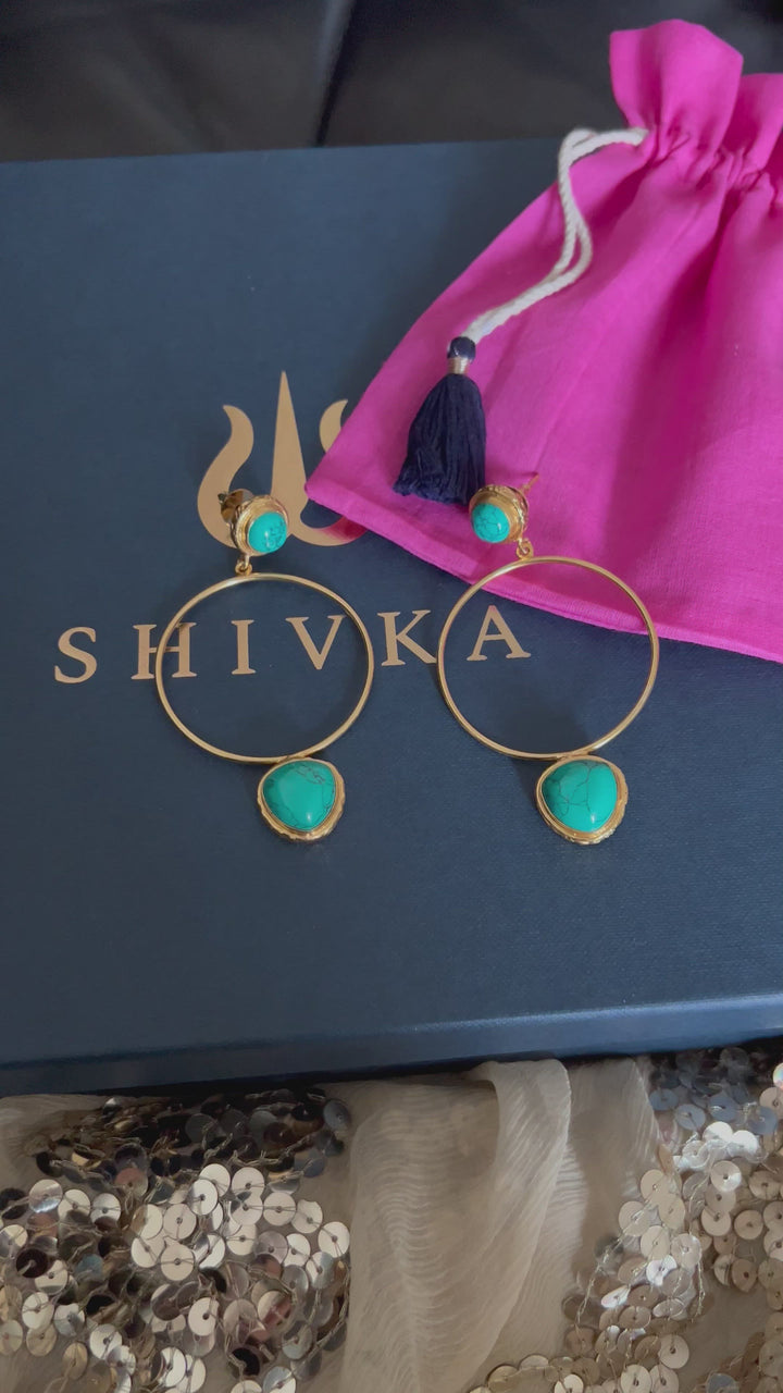 Turquoise Hoop Style Earrings