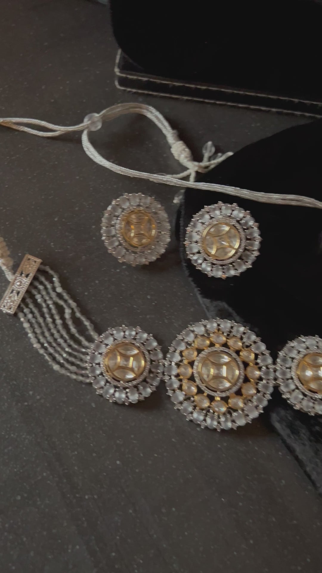 Victorian Kundan Choker Necklace with Earrings