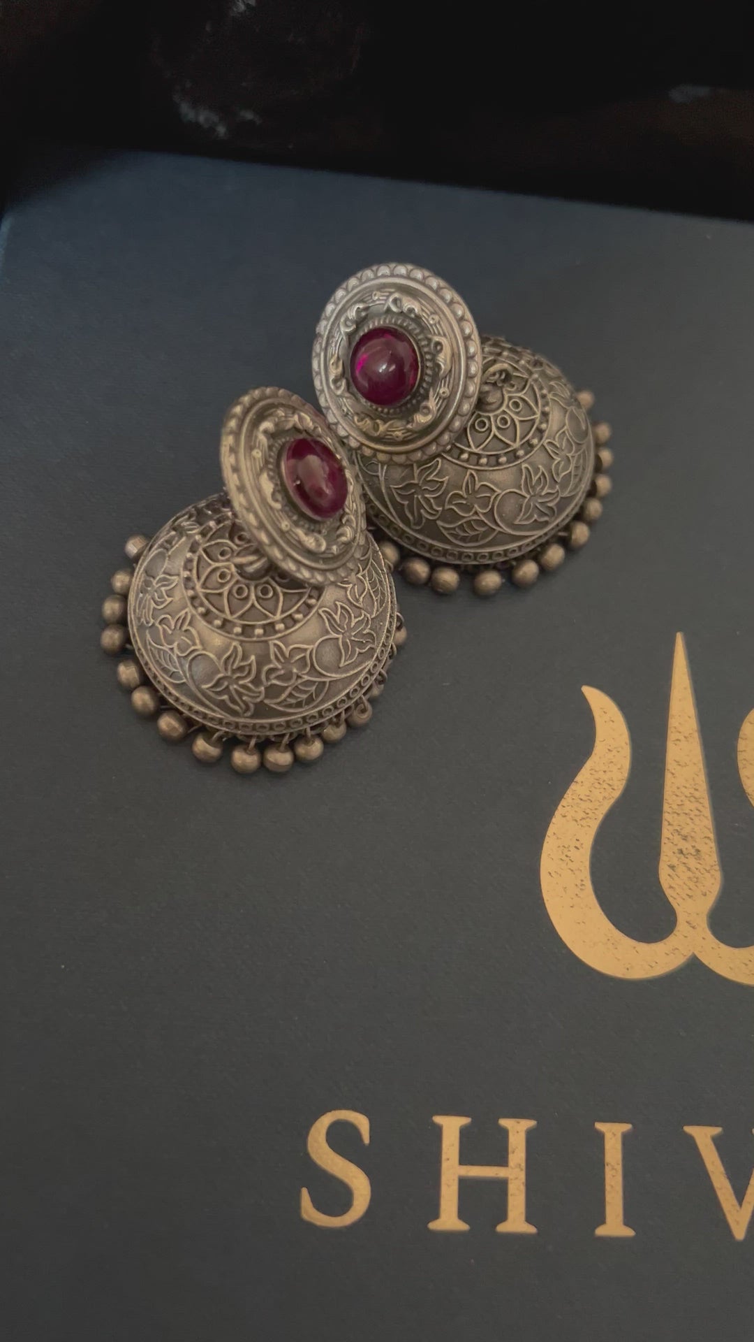 Antique Red Stone Bold Jhumkas