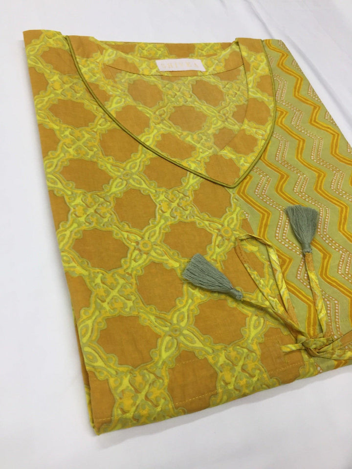 Indian Print Cotton Kaftan - SHIVKA