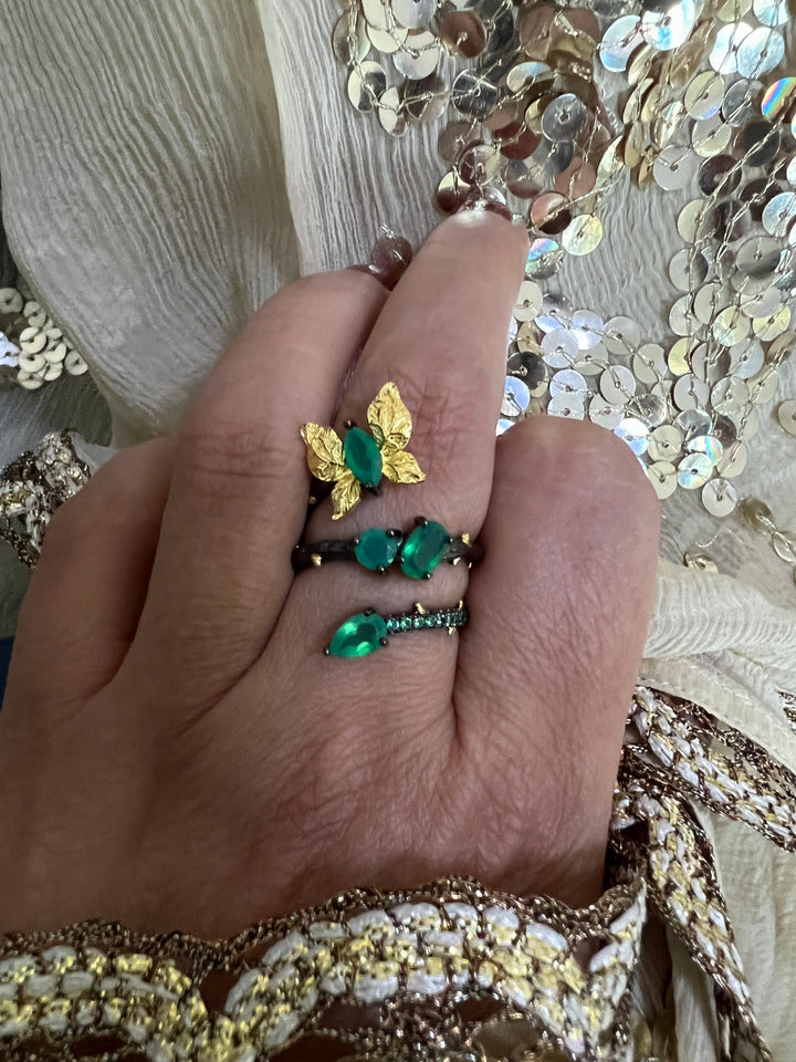 Designer Pure Silver Green Agate Ring