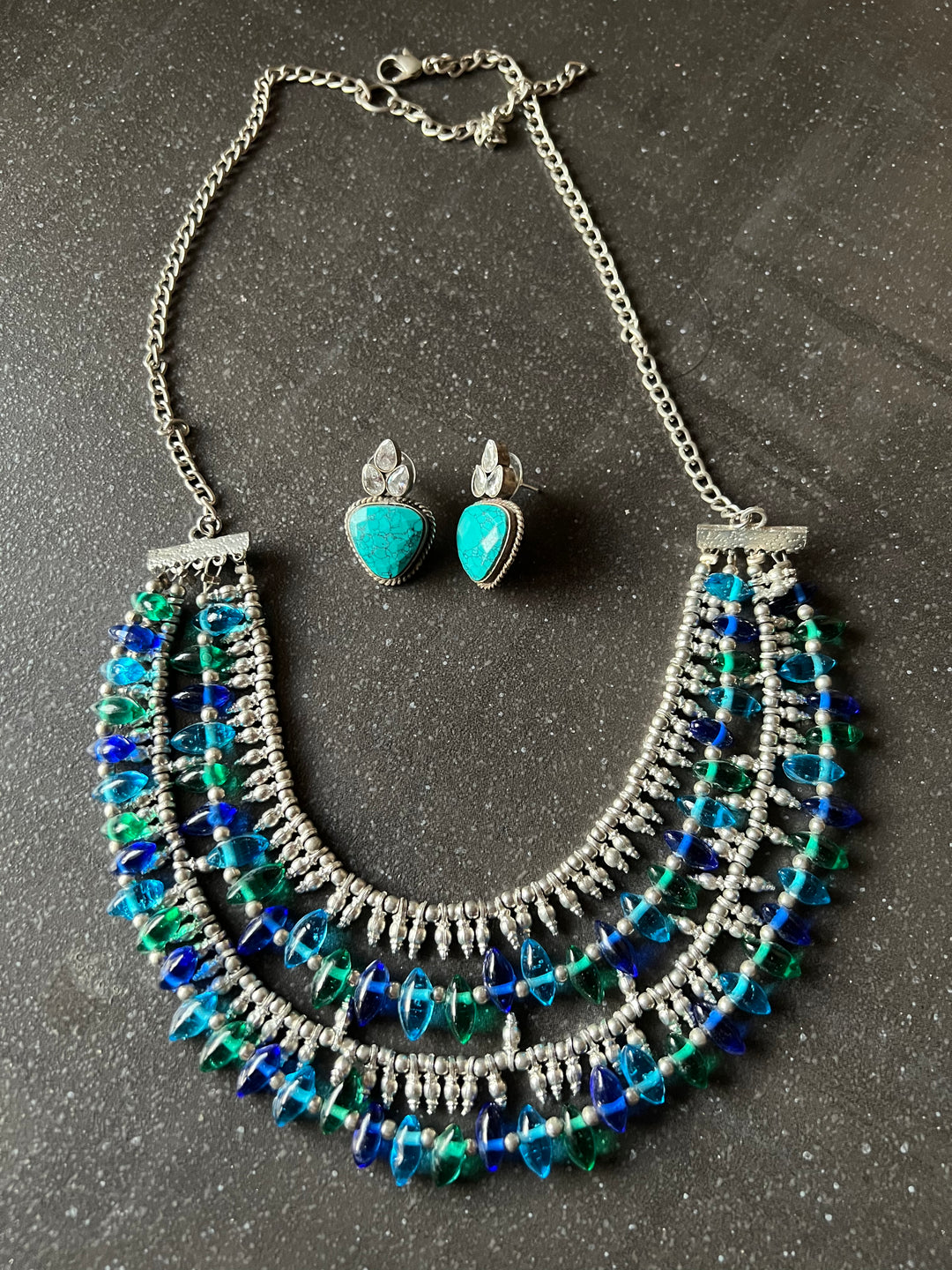 Beaded Necklace with studs