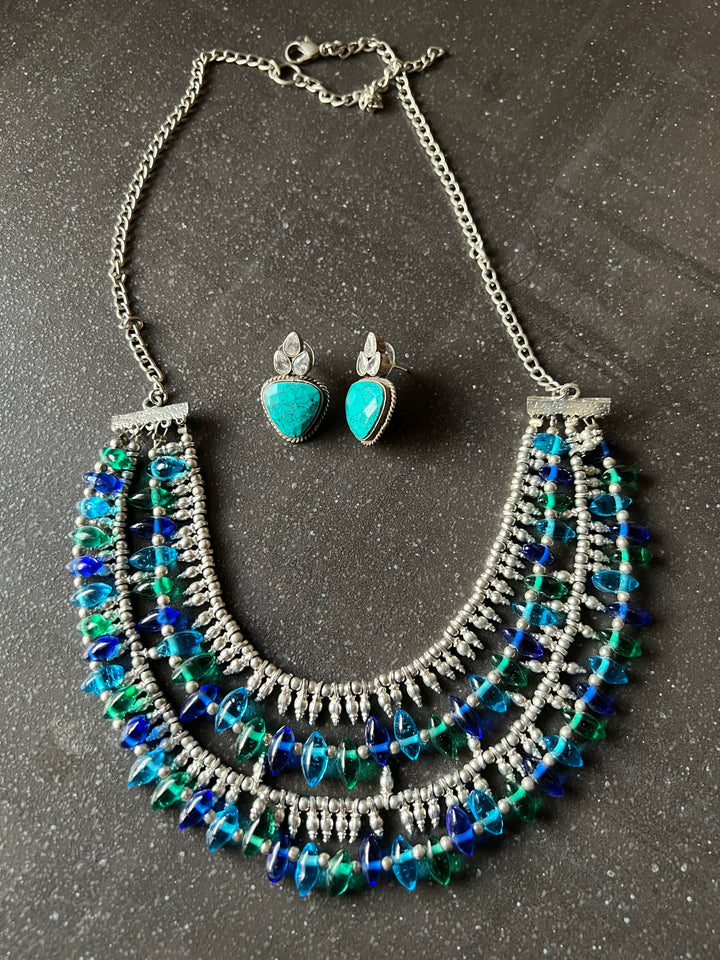 Beaded Necklace with studs