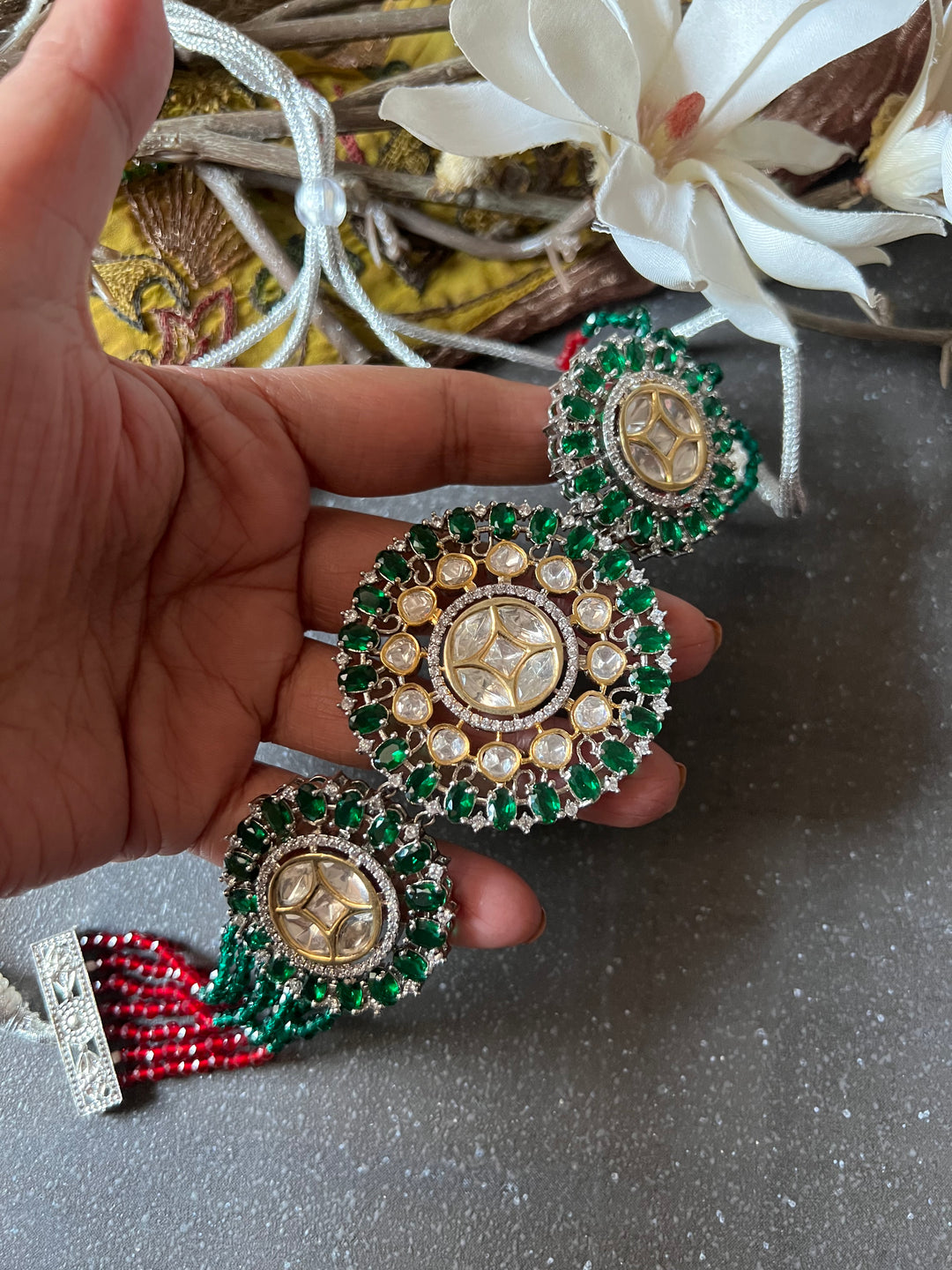 Victorian Kundan Choker Necklace with Earrings