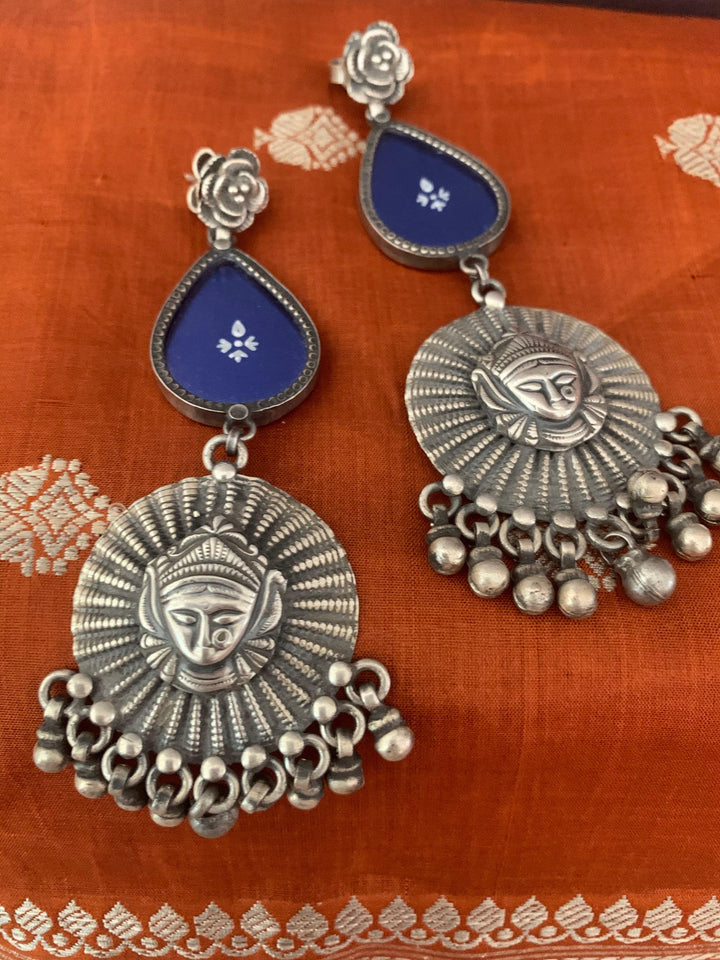 Hand Painted Glass - Sterling Silver Earrings - SHIVKA