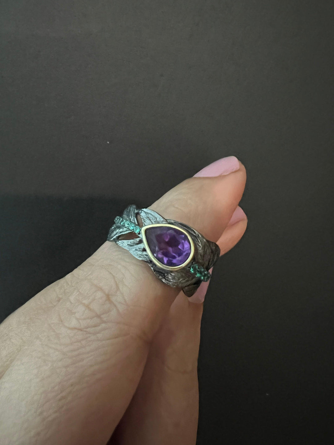 Vintage Pure 925 Silver Amethyst  Ring - SHIVKA
