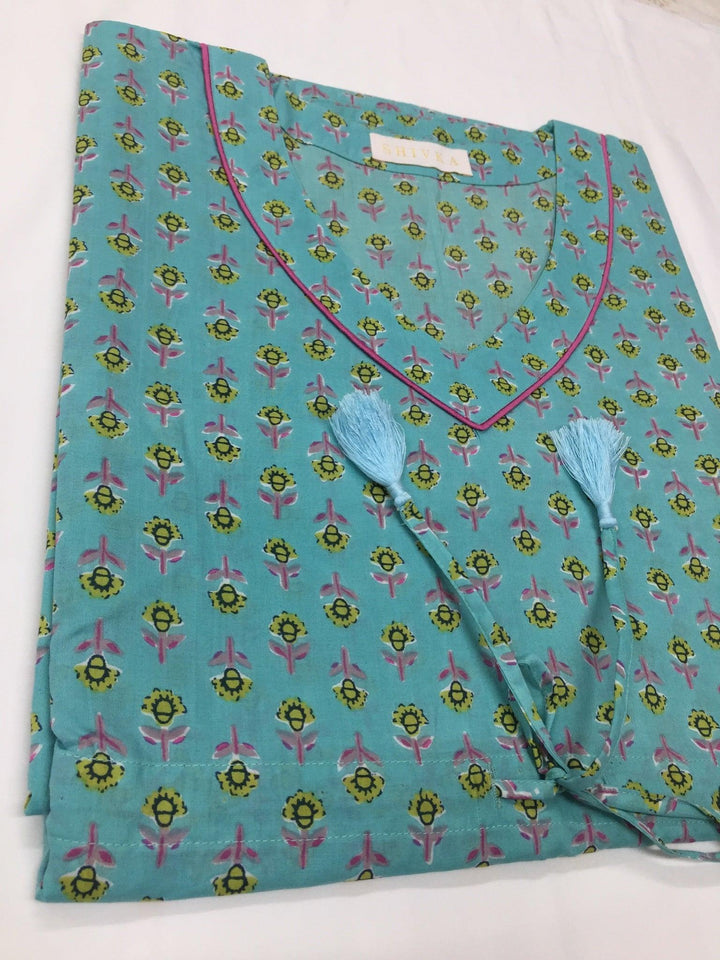 Indian Print Cotton Kaftan - SHIVKA