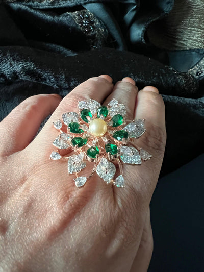 Statement Emerald Zirconia Ring - SHIVKA