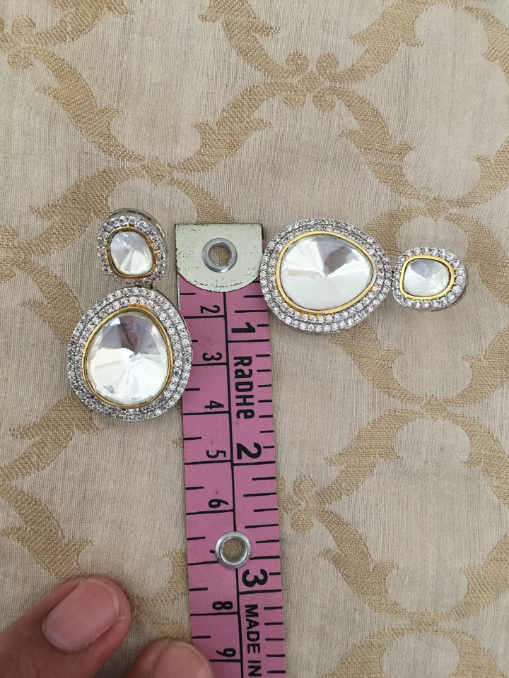 High Quality Uncut Polki Kundan Necklace with Earrings and Mangtikka