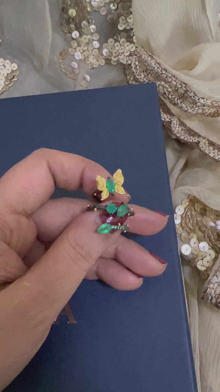 Designer Pure Silver Green Agate Ring